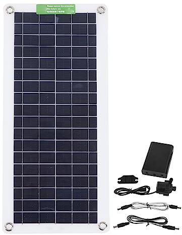 Kit de bomba de agua con energía solar con panel fotovoltaico laminado de 12 V 10 W y bomba sumergible - Caudal máximo de 800 L/H y elevación de 5 metros - Para riego de fuentes y