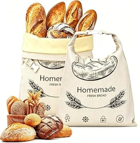 Painelier Sac À Pain En Cire D'abeille,Pochette Réutilisable En Lin Pour Pain Au Levain, Grande Taille Durable, Lavable Et Respirante Pour Baguettes Et Viennoiseries (1 PC)