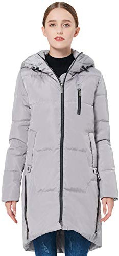 OROLAY Donna Elegante Piumino Inverno Giacca con Cappuccio Grigio XL