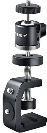 UTEBIT Abrazadera de Cabeza esférica con Juego de Tornillos de 1/4 Clip de Abrazadera en C Giratorio de 360 ​​Grados Mini DSLR Soporte de Cabeza esférica Compatible para fotografía cámara