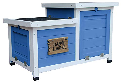 Dehner Nagerschlafhaus Happy Home Teatro, ca. 70 x 45 x 43 cm, Tannenholz, weiß/türkis