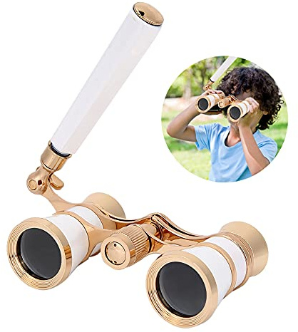 143 Opera Glasses/Binoculars, 3 x 25 Theatre Glasses Mini Binoculars for Women Girls Children for Horse Racing in Theater Classic Gift for Lady (BAK-7 Prism) (White)