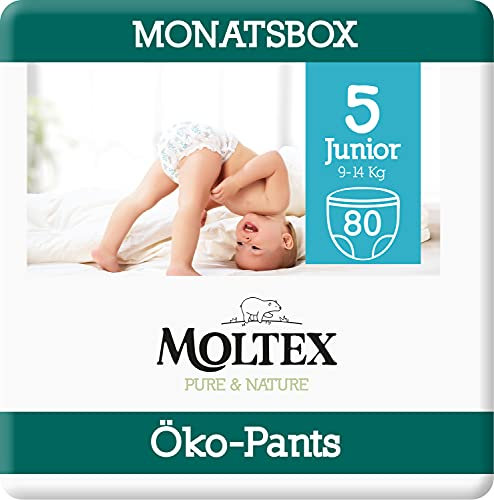 Moltex Pure & Nature Öko Pants Größe 5 Junior (9-14 kg) Monatsbox - 80 Bio Windeln