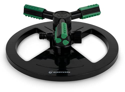 RASENWERK® - Arroseur Circulaire - Arroseur à Trois Bras - 360 degrés Arroseur de Gazon - pour l'arrosage du Jardin - pour Les Grandes et Petites Surfaces de Prairie