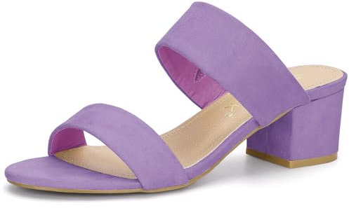 Allegra K Damen-Sandalen mit Blockabsatz und Zwei Riemen Lila 39
