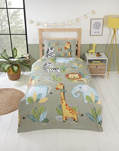 Rapport Home Rumble In The Jungle Kids Duvet Set Toddler's Bedding Set, Green