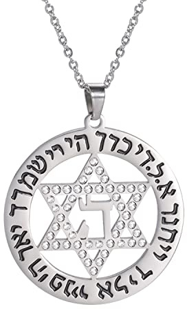 Collier avec pendentif étoile de David hébreu six hommes en forme d'étoile de David Collier Judaïque Six Mans Star Bijoux pour homme Femme Étoile de Mégan Judaique Israël Bijoux