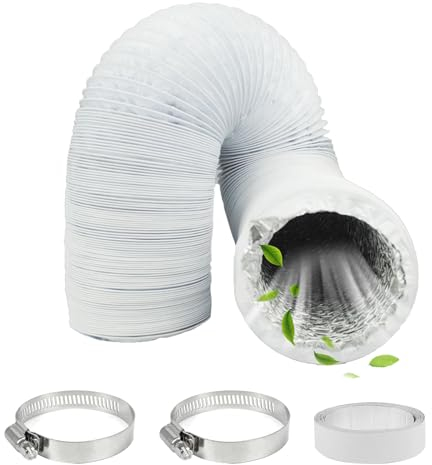 Abluftschlauch 100mm Flexrohr Lüftungsschlauch Abluftrohr Flexschlauch Absaugschlauch Klimagerät Trockner Dunstabzugshaube Aluminium Schläuche PVC Alurohr 3m mit 2 Schlauchschelle für Rohrventilator