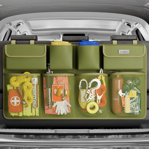 SURDOCA Car Boot Organizer, 4th Gen [8 Upgrades - XL] Super Capacity Auto Backseat Hanging Organizer, Car Boot Tidy Storage Bag with Lids, Space Saving Expert