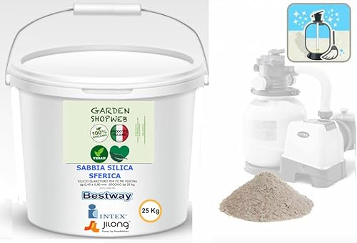 Sabbia Filtrante SILICEA QUARZO per Piscina - Comodo Secchio da 25 kg COMPATIBILE CON TUTTE LE POMPE