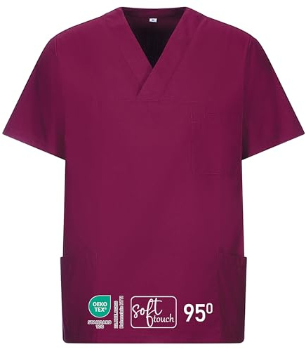EXNER Medizinischer Schlupf-Kasack, OP-Kasack, Unisex, für Krankenpflege, Altenpflege, Farbe Bordeaux, Größe 7XL