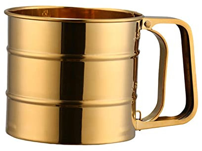 Duiaynke Tamis à farine pour la cuisson de la farine, gadget de cuisine, tamis à sucre, tamis de cuisson manuel (doré)