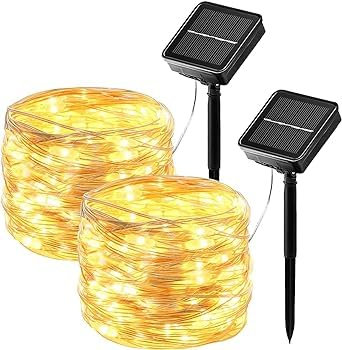 Symihoo [2 Pack] Solar Garden String Lights Outdoor,240 LED Extra-Long12M/40Ft Solar Fairy Lights,8 Modes Decor Solar Powered Lighting Waterproof for Patio,Yard,Party (Warm White)