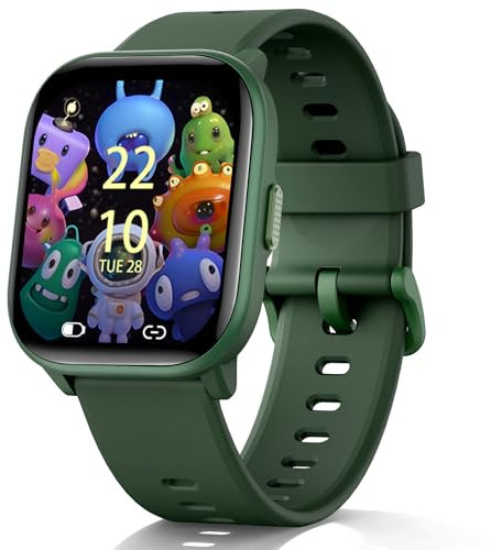 HENGTO Smartwatch pour Enfants - 20 Modes de Sport, Podomètre, Moniteur de Sommeil - Montre Sport pour Filles et Garçons - Cadeau d'Anniversaire (Vert)