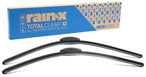 Rain-X 810329 Total Clear Beam Wiper Blades 22 & 22 Windshield Wipers for All-Weather Performance, Rubber Squeegee for Smooth Clean Wipe & Quiet Operation - 2 Pack Value