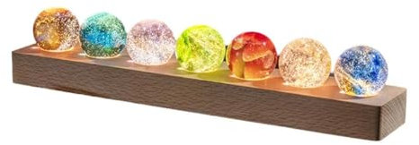 Rtyweth 1 Set 4 cm Kristallkugel Ornamente Fantasy bunte Glaskugel leuchtende sieben Planeten Formation Dekor Sternkugel