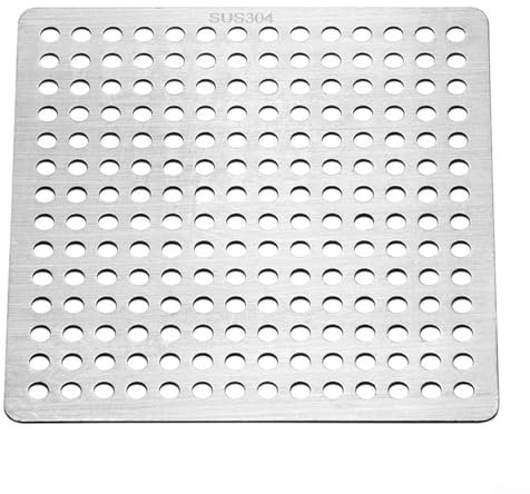 Filtro quadrato per scarico del lavandino della doccia, in acciaio inox, cattura efficacemente i capelli, copertura quadrata per scarico doccia, argento (12,5 cm)