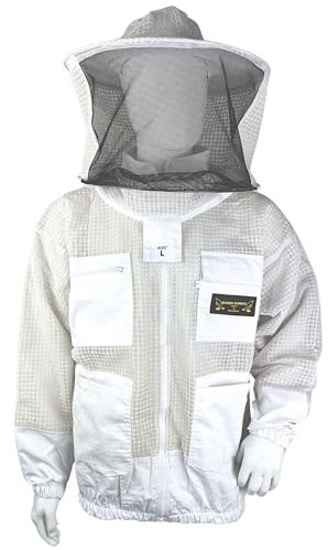 Imkerschutzjacke Imkerjacke Full-Air mit integriertem Schleier weiß mit Reißverschluss Größe XXL
