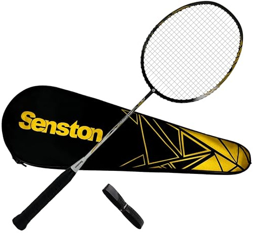 Senston Raquette De Badminton en Carbone Professionnel 5U, Badminton Racket avec Sac pour Ado, Pro, College, Adultes