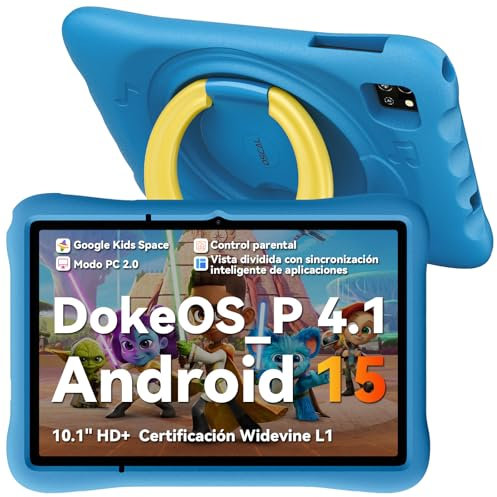 OSCAL Tablette Enfants 10 Pouces,Android 15,Contrôle Parental, 12Go RAM+128Go ROM/512Go TF, WiFi 6, Octa-Core,Tablette Éducative,Protection Yeux HD,5100mAh,pour Enfants 3 à 12 Ans,EVA étui Enfant,Bleu