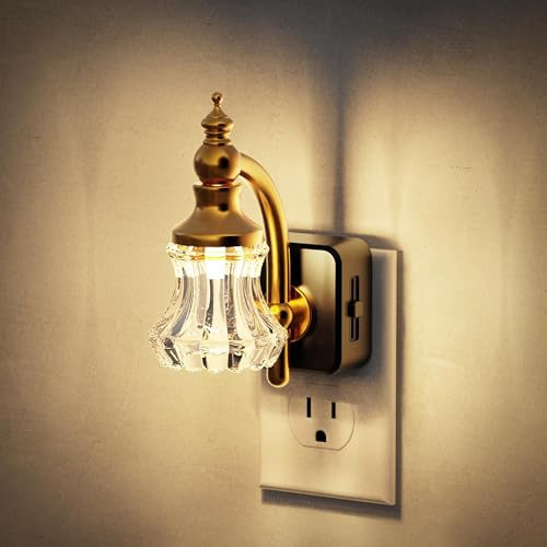 JandCase Night Light, Night Lights Plug into Wall, Glass Flower Nightlight