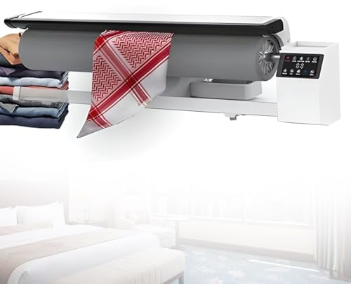 Prensa de vapor de hierro rotativa comercial, 90 cm, 2950 W, vaporizador industrial de tela con pedal de pie, plancha de vapor continua para ropa de hotel, sábanas, fundas de almohada, toallas