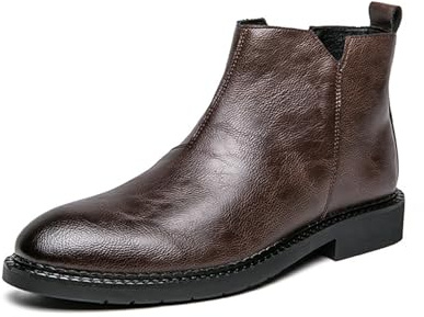 Chelsea - Botas de vestir para hombre con cremallera lateral, estilo casual, sin cordones, estilo Chukka Oxford, Brown, 42.5 EU