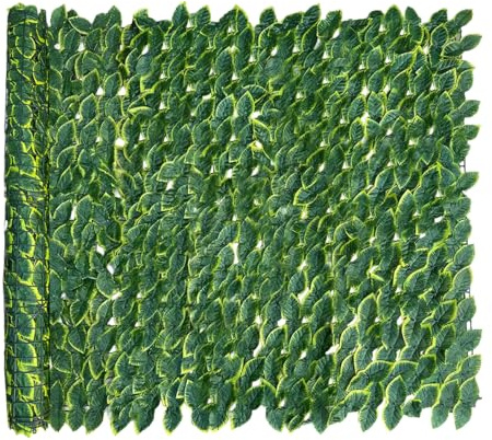 Fake Ivy Fence Screen 3x1m, Expandable Artificial Ivy Fence Screening Roll Fake Trellis, Artificial Hedge Roll for Balcony, Privacy Protection, Garden, Home
