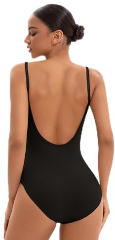 NEWCHAO Women's Ballet Backless Neck Tank Leotard, Dance Removable Camisole Leotard with Adjustable Straps for Gymnastics Bodysuit Yoga