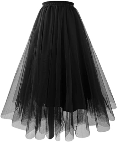 Jupe en tulle pour femme - Jupe longue - Jupe tutu - Style rétro années 50 - Ballet - Jupe de danse - Jupe de fête - Jupe en maille - Taille haute - Costume de carnaval