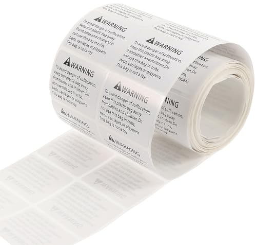 SHERCHPRY 1 Rollo de Etiquetas de Advertencia de Asfixia Pegatinas Adhesivas 4X3 CM 500 Unidades para Bolsas de Plástico Señal Clara de Seguridad para Protección Infantil