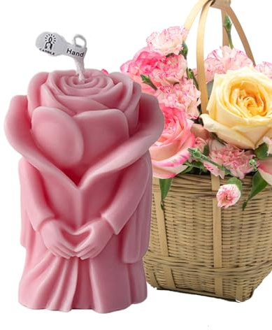 Bougie Saint-Valentin - Décoration Maison Naturelle Rose pour Fêtes,Flamme Romantique Longue Durée - pour la Maison Cadeau pour Petite Amie Femme Anniversaire Mariage