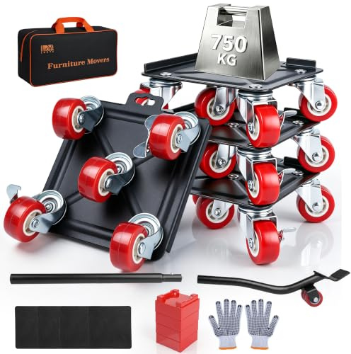 Kit Elevador Transportador Muebles Pesados, 5 Ruedas, Carga 750kg