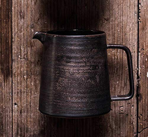 Globe Faith Stoneware Versatile Handmade Pitcher for Decanter, Hot Beverage Carafe, Milk Frothing Pitcher, Tea & Coffee Serving Pot, Cream Milk Jug or Gravy Boat, Microwavable, Metallic Glazed, 460ml