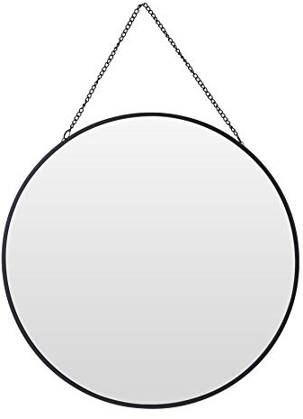 Meinposten Spiegel rund eckig Wandspiegel Metall schwarz Glas Schminkspiegel Dekospiegel (Rund)