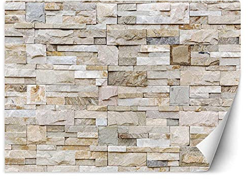 Feeby Fotomurales Textura Abstracto Patrón 400x280 cm Beige Tejido No Tejido Papel Tapiz Fotográfico Decorativos Murales Dormitorio Oficina Hotel Spa Muro De Piedra Arenisca