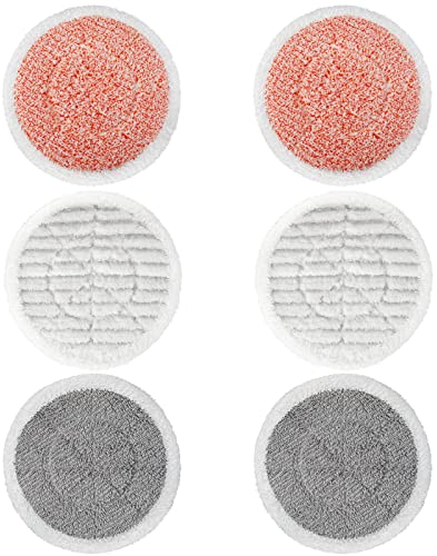 Replacement Steam Mop Pads for Shark S6002UK S7201UK Steam Mop, Reusable Steam & Scrub Cleaning Pads, Scrubbing and Sanitizing Rotating Power Pads (2 Twist Pads+2 Scrubby Pads+2 Heavy Scrub Pads)