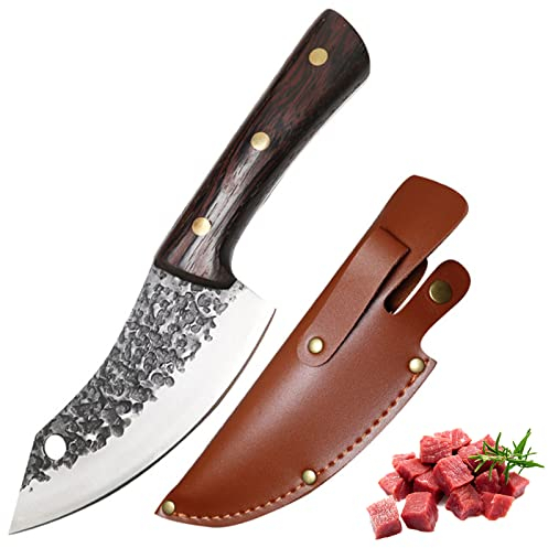 Fubinaty Chef's Knife 5.5 Inch Handmade Forged Kitchen Knives High Carbon Steel Cooking Knife with Wenge Wood Handle and Sheath