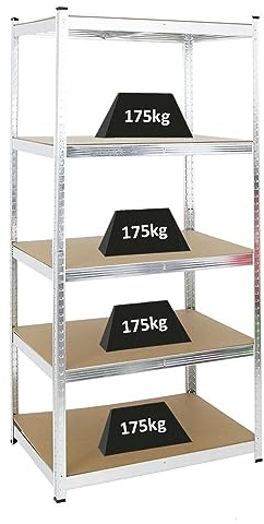 PROREGAL Schwerlastregal Ragnar für Gesamtlast 875kg Maße: 180x90x60 Verzinkt, Kellerregal, Steckregal, Garagenregal, Lagerregal