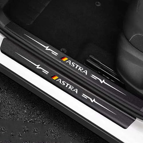 RIDGOEL 4 Piezas Protectores de Umbral de Puerta de Coche de Fibra de Carbono para Opel Astra Astra J Performance, Decoración para Estribos Pegatinas Protección de Umbral de Puerta I