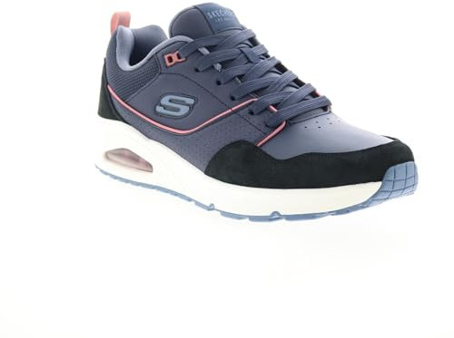 Skechers Men's Uno Retro One Sneaker, Navy Leather and Suede/Duraleather/Mesh, 9 UK