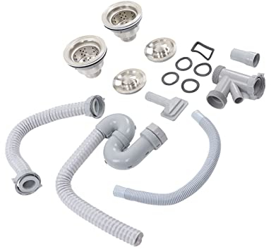 Tubo Scolapiatti per Lavandino da Bagno in ABS con Doppio Scarico, Piegato a S in Acciaio Inossidabile per Bagno di Casa