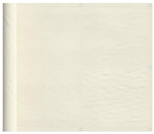 vidaXL Balkon Sichtschutz, Balkonbespannung mit Ösen Seil, Wasserfeste Balkonabdeckung, Balkonverkleidung für Balkon Terrasse, 90x1000cm Creme 100% Polyester-Oxford