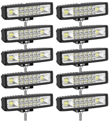 SKYWORLD LED Arbeitsscheinwerfer, 10PCS 6 Zoll 24W Zusatzscheinwerfer Offroad Scheinwerfer 12V 24V Rückfahrscheinwerfer für 4x4 Truck Traktor Bagger SUV UTV ATV LKW, 6000K Weiß LED Arbeitslicht
