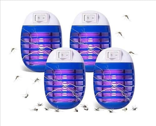 Anti Mouche Electrique,Anti Moustique Lampe, Moustique Tueur Lampe 4 Pack,LED UV Anti Moustique,Bug Zapper Tueur De Moustique,Destructeur de Mouches Intérieur,Moustique Attrape Mouche pour intérieur