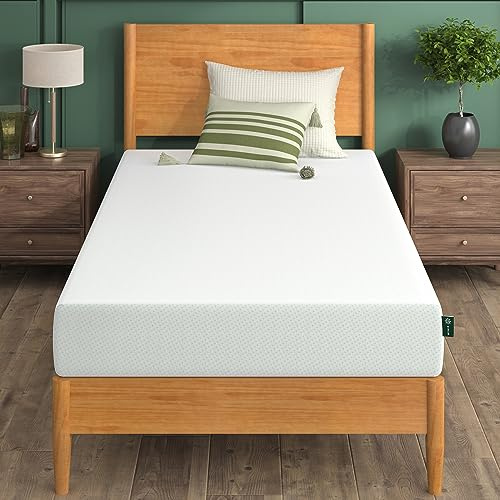 ZINUS Materasso singolo in memory foam, 90 x 190 cm, altezza 20 cm, rigidità media, supporto ortopedico con schiuma confortevole, tè verde, progettato secondo gli standard britannici