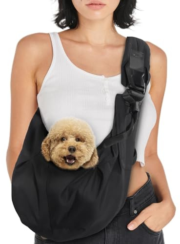 Avont Borsa per Cani Piccola Taglia e Gatti, Marsupio Cane Taglia Piccola/Gatti, Cinghia Regolabile & Design di Sicurezza, Borsa da Viaggio per Cani Fino a 7 KG -Nero
