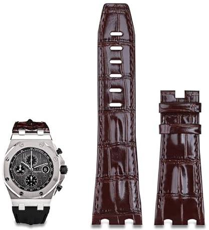 CWLPSL Bracelet en Cuir importé de 28mm, pour AP pour Audemars Piguet 42mm pour Royal Oak Offshore Bracelet de Montre, Accessoires avec Boucle ardillon 15710/15703