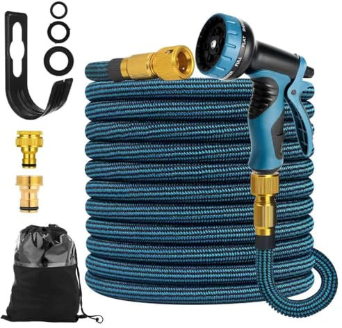 75FT Garden Hose Expandable Garden Hose with 10 Function Hose Spray Gun/Solid Brass Fittings Leak Proof Lightweight - Used for Gardening Watering etc(75FT)