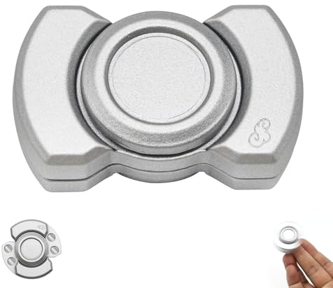 3-in-1 Magnetic Fidget Toy for Adults, Compact Stress Relief Spinner with Silent Clicker & Smooth Slider, Zinc Alloy Metal Pocket-Sized Stress Reduction Tool (Silver) ﻿